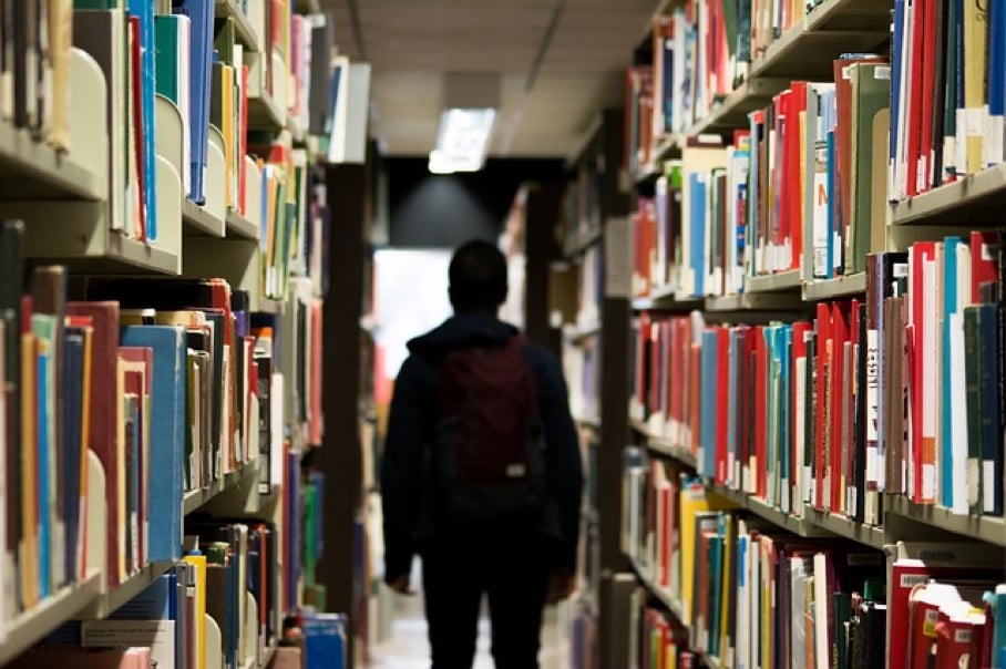 Image of a Homestay Student in a Library