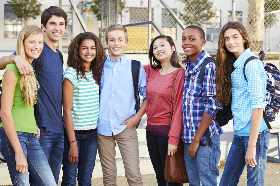 Junior group of international homestay students